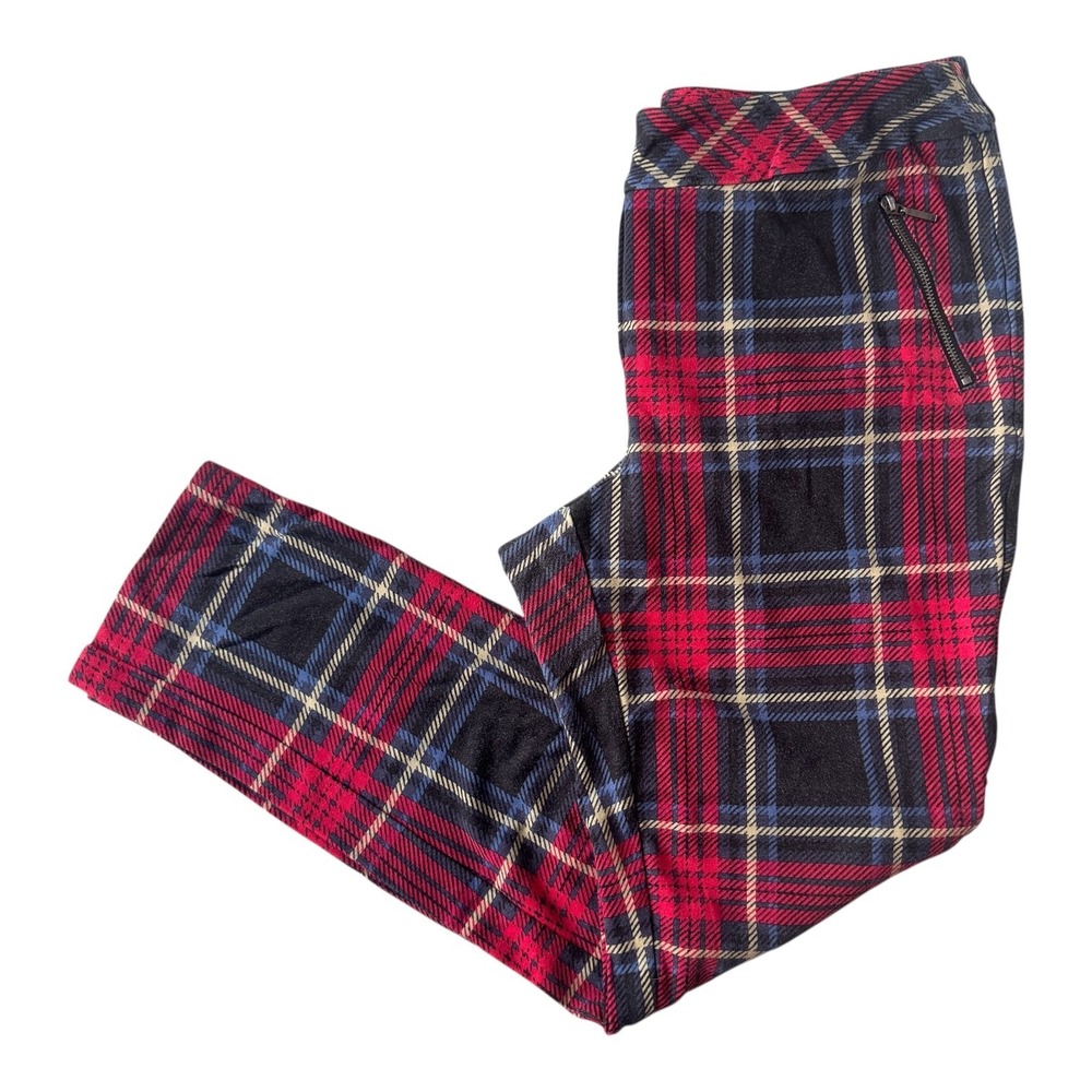 J.McLaughlin Stadium Pant Plaid Tartan Pull-On Stretch Ponte Pants Sz 10 Holiday